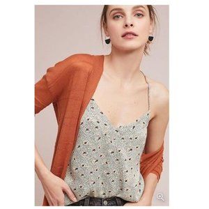 Floreat Silky V-Neck Camisole in Mint Motif from Anthropologie -Size Small - NWT